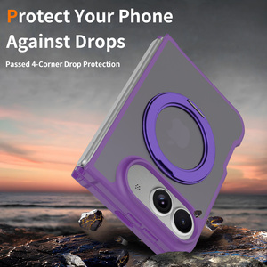 Étui de téléphone magnétique pliable et antichoc pour <span class=keywords><strong>iPhone</strong></span> 18 Fold, avec support rotatif violet premium, finition soyeuse, fabriqué par un professionnel - Product Image 2