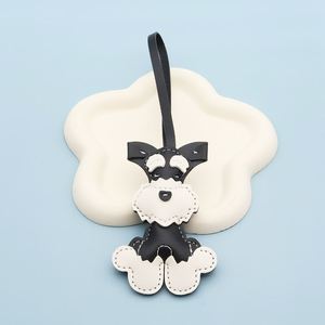 Schnauzer Pendant for Dog Lovers 3D <b>Cute</b> Animal Keychain with Unique Design PU Leather Bag Charm - Product Image 3