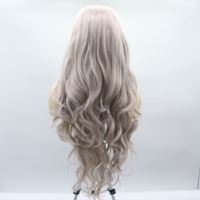 Perruque synthétique 13x4 HD Lace Front résistante à la chaleur, dentelle française, pré-épilée, bonnet ajustable, gris argenté lavande, vente en gros