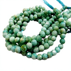 Cuentas de Amazonita Natural Redondas Facetadas de 7-8 mm, Hilo de Piedras Preciosas de 10 Pulgadas de Largo - Product Image 1