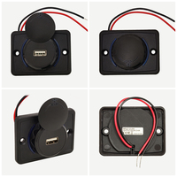 Cargador USB para Vehículos, de Panel Plano Cuadrado, con Puertos USB-A de 12/24 Voltios, Resistente al Agua IP55, para Autocaravanas