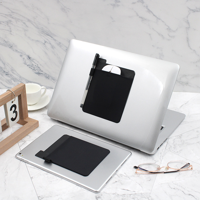 Multi-Function Laptop Computer Hard Disk Holder Notebook Storage Bag 3D Adhesive Laptop Stretchable Pocket Mouse Pouch