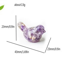 Mini Figurine d'oiseau en cristal de quartz naturel de 30mm Statue d'animal mignon en résine pour la maison, le bureau et l'ornement de décoration Feng Shui