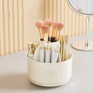 Nuovo Design a 360 gradi rotante antipolvere acrilico trucco scatole di immagazzinaggio con <span class=keywords><strong>porta</strong></span> pennelli per il trucco - Product Image 3