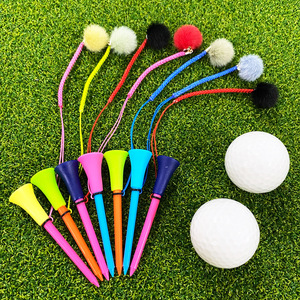Accessoire de club de golf transfrontalier très vendu : Tee de golf 83 mm, balle anti-perte 70 mm de longueur, cordon personnalisé avec logo, pendentif en fourrure de vison - Product Image 1