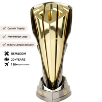 Trofeo de Lujo Personalizado en Dos Tonos, Chapado en Oro y Plata, Premio Geométrico Moderno en 3D para Eventos de Esports de Alto Nivel