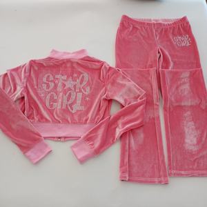 여성용 트레이닝복 신제품 맞춤형 벨벳 트레이닝 세트 여성 지퍼 벨루어 트랙 재킷 및 팬츠 2피스 세트 여성 의류 - Product Image 6