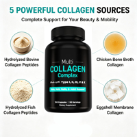 Capsules de complexe multi-collagène de types I, II, III, V, X, complément multi-collagène pour soutenir la santé de la peau, des cheveux, des ongles et des articulations, 150 capsules