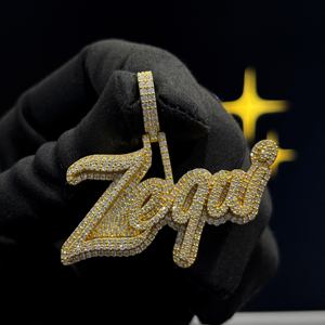 Collar con Colgante de Nombre Personalizado Zequi, Estilo Hip Hop, Chapado en Oro con Letras en Script, con Moissanita, Unisex - Product Image 6