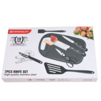 Ensemble complet d'ustensiles de cuisine 7 pièces ensemble de couteaux de cuisine ustensiles en silicone couperet couteau à découper couteaux de chef coffret cadeau