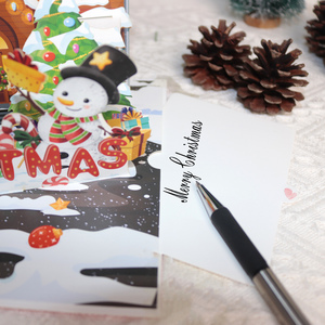 Creative Gingerbread House Árbol de Navidad Muñeco de nieve Almendra Candy Stick Guirnalda de Navidad Corriendo Elk Feliz Navidad Tarjeta emergente 3D - Product Image 5