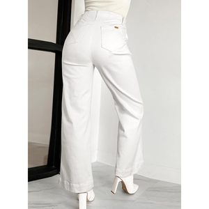 2025 femmes taille haute bouton braguette extensible jambes droites Denim pantalon respirant jambe large évasé jean maigre crayon pantalon - Product Image 3