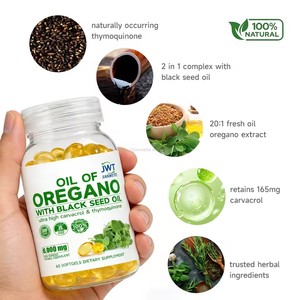 כמוסות שמן אורגנו לתמיכה חיסונית ומערכת העיכול, נוגד חמצון, קרוואקרול, טימוקינון, פורמולה 2 ב-1 עם שמן זרעי קצח - Product Image 3
