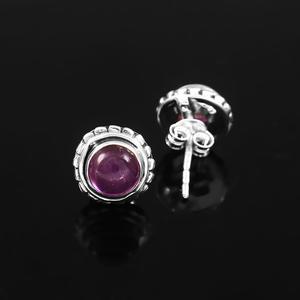 925 Sterling Silver Post Stud Earrings Cute Amethyst Handmade Customizable Bezel Setting for Daily Wear <b>Weddings</b> Parties Gift - Product Image 2