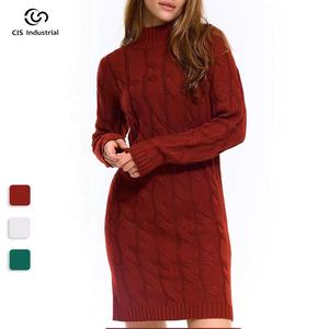 <span class=keywords><strong>Robe</strong></span> pull décontractée en laine pure épaisse de haute qualité, col rond, automne-hiver, design torsadé tendance pour femmes et dames - Product Image 2