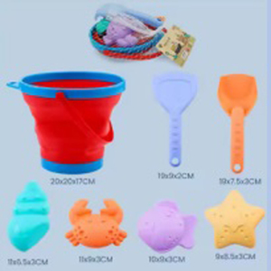 Vente en gros d'eau de bain de bébé en plastique PP coloré jeu amusant pour enfants piscines de <span class=keywords><strong>sable</strong></span> marin ensemble de moules 7 pièces seau pliable jouets de plage pour enfants - Product Image 3