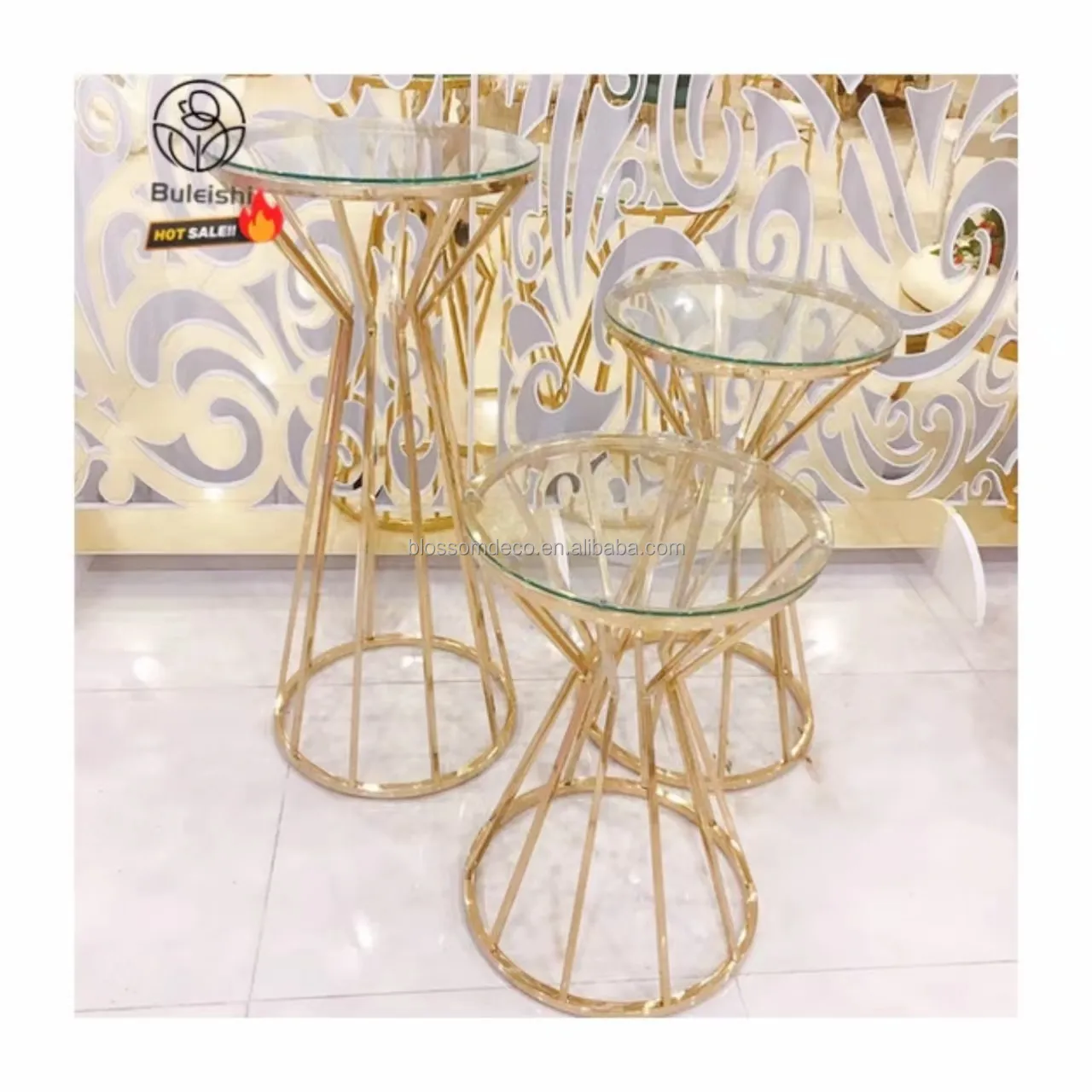 Fournitures de fête socle or cylindre piédestal gâteau Table fête déco gâteau support pour mariage toile de fond décoration de fête