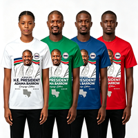 T-shirt de campagne imprimé H.E. Président Adama Barrow, en polyester, pour rallye électorale en Gambie, à manches courtes, personnalisable