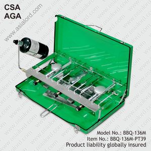 Estufa <span class=keywords><strong>de</strong></span> <span class=keywords><strong>gas</strong></span> para acampar con <span class=keywords><strong>tostador</strong></span>, BBQ-136M-PT39, tres quemadores - Product Image 1