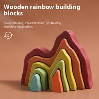 Jouets en bois empilables personnalisés, blocs d'empilage arc-en-ciel, jouets en bois, blocs de construction en forme de vague de mer, jouets éducatifs Montessori