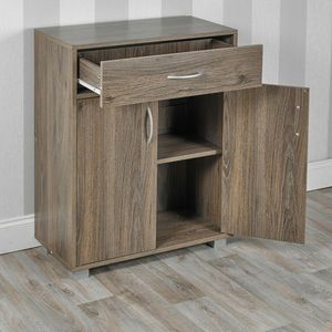 Wood Grain Small <strong>2</strong> Door 1 <strong>Drawer</strong> Living Room Sideboard Wooden <strong>Storage</strong> Cabinet <strong>Unit</strong> - Product Image 3