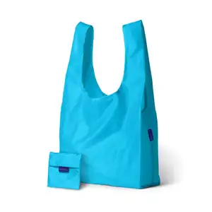 Custom Eco-friendly Carry Packaging Reusable Portable Polyester Tote Nylon Foldable Recycle Shopping Grocery Reusable Bag