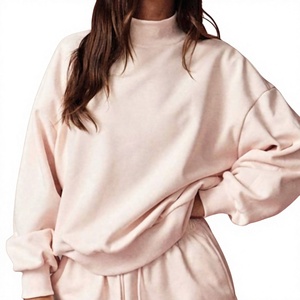 Sweat-shirt personnalisé pour femme, doux, surdimensionné, respirant, doublé polyester/coton, à épaules tombantes, col montant, écologique - Product Image 1