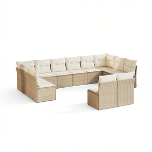 ชุดโซฟาสวนหวายเทียมสีเบจทันสมัย เฟอร์นิเจอร์กลางแจ้ง ดีไซน์แบบโมดูลาร์ นั่งสบาย พร้อมเบาะโฟมความหนาแน่นสูง - Product Image 1