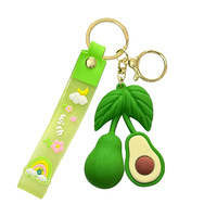 Porte-clés en PVC en forme de fruits simulés (Fraise, Avocat, Banane, Cerise) – Pendentif de dessin animé mignon pour enfants, jouet et cadeau