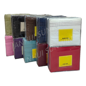 Bốn Mảnh Đặt Bán Buôn Giá Bộ Đồ Giường Đặt <span class=keywords><strong>Polyester</strong></span> Khăn Ga Giường Đặt Màu Sắc Rắn Được Trang Bị Tấm Ga Giường Chải Gối Trường Hợp - Product Image 3