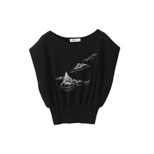 Happy Plus Nouveau haut tricoté brodé de style chinois à manches courtes pour femme, grande taille, coupe ample, épaisseur moyenne, avec étiquette - Product Image 3