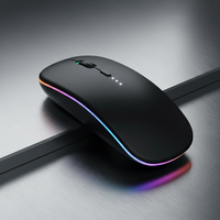 Mouse Wireless Kantor 2.4g BT RGB Grosir dengan Layar Baterai, Mode Ganda Optik Ergonomis, Dapat Diisi Ulang untuk Laptop