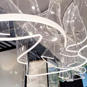 Modern Decoration Pendant Light Custom Large Project Luxury LED Glass Hotel Chandelier