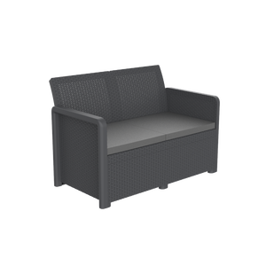 Set da Giardino Contemporaneo con Contenitore - Nassau Comfort, Divano, Poltrone e Tavolo in Plastica Riciclata Grafite, 4 Pezzi - Product Image 3