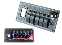 Panel de interruptor basculante de 5 entradas, interruptor basculante Precableado de 5 pines, retroiluminado azul para coche marino