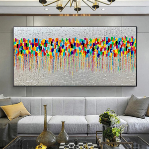 Peinture <span class=keywords><strong>acrylique</strong></span> abstraite sur toile de grande taille personnalisée en gros, peinte à la main, 3D, avec une spatule, entièrement peinte des deux côtés, décoration murale pour la maison - Product Image 1
