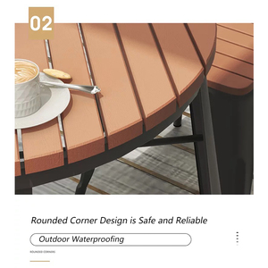 <span class=keywords><strong>Mesa</strong></span> redonda impermeable para exteriores, <span class=keywords><strong>Mesa</strong></span> compuesta de plástico y madera, <span class=keywords><strong>mesa</strong></span> de comedor de café de Metal, juego de <span class=keywords><strong>mesa</strong></span> y silla WPC para jardín - Product Image 3