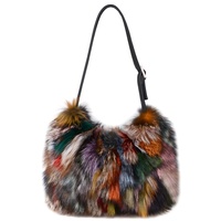 Sac sous le bras en fourrure de renard véritable pour femme, grande capacité, sac à main de luxe en vraie fourrure, sac à bandoulière chic en peluche douce
