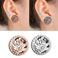 Ensemble 10 acier inoxydable spirale Rose fleur ceinture perceuse oreille jauges Tunnels bouchons 6-16mm acier bouchons d'oreille mariages fiançailles