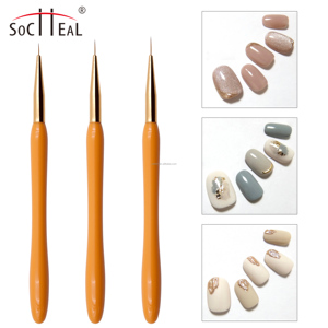 OEM & ODM 3PC Gel Nail Linework Brush Set <span class=keywords><strong>Orange</strong></span> Manche en plastique Détail Art Pinceau pour ongles Dessin Fleurs Doublure Nail Art Peinture - Product Image 3
