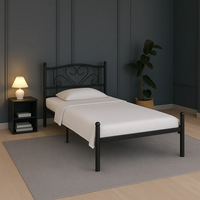 Lit double en métal moderne de qualité, lit plateforme en métal robuste pour chambre à coucher, maison, hôtel, montage facile, mobilier moderne pour la maison