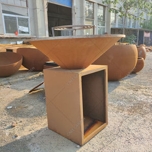 Modern Corten Steel Outdoor Fire Pit BBQ Grill with Firewood Burning for Garden Use - Product Image 2