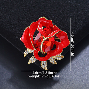Broches de Flores de Rosa Roja Brillante Weiman, Broches de Diseñador Personalizados de Aleación Chapada en Oro con Cristales de Estrás para Mujer - Product Image 6