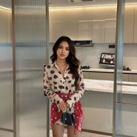 Robe décontractée pour femme, mini, sexy, à manches longues, col à revers, avec empiècements trompette et imprimé pois colorés, collection automne