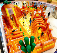 Aire de jeux gonflable Hualong bleu pastel et rose, équipement d'amusement pour enfants de qualité commerciale, multi-zones, pour terrains extérieurs