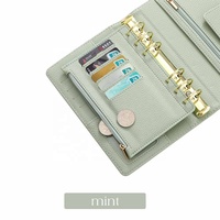 Hongbo Best-seller Pochette à fermeture éclair de style professionnel en cuir A6 à 8 couleurs et 6 trous avec fentes pour cartes à anneaux