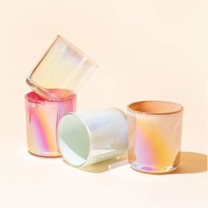 Bocaux à bougies de luxe 12oz 14oz Aura en verre électroplaqué or rose avec couvercle métallique personnalisé pour Noël - Product Image 5