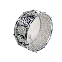 Nouvelle Coque de Tambour Métallique Professionnelle Personnalisée 14 x 6,5 Pouces Percée à la Main avec Peau de Tambour REMO et Lugs LP pour Kit de Batterie Snare