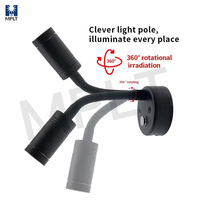 Lampe de lecture LED moderne noire 12-24V DC pour intérieur de camping-car, à intensité variable, avec port USB et col de cygne flexible pour camping-car et caravane