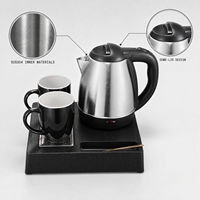 Ensemble bouilloire électrique en acier inoxydable SUS304 pour hôtel, 1,2 L, avec tiroir de rangement intégré et arrêt automatique